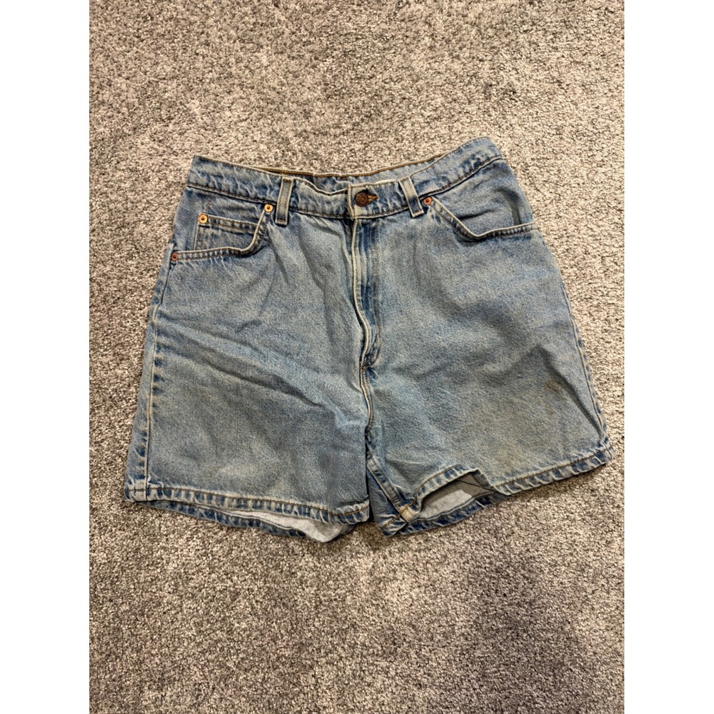 Levi's Denim Shorts Womens 12 Blue 920 Regular Fit Orange Tab High Waist USA *